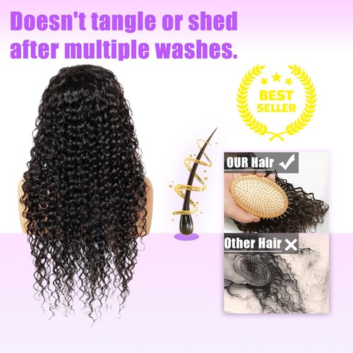 ILHILH 13x6 Deep Wave Lace Front Wigs Human Hair Pre Plucked HD Lace Frontal Deep Wave Wig Pre Plucked 200 Density Brazilian Glueless Wet and Wavy Wig 20 Inch