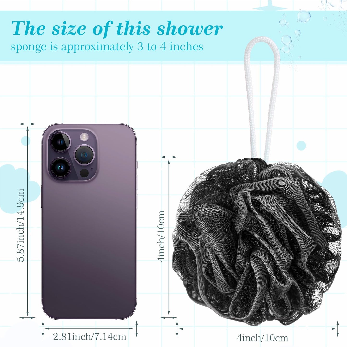 Sunnyray 100 Pcs Loofahs Bulk Bath Sponge Shower Luffas Exfoliating Body Scrubber Packs Soft Mesh Loofahs Balls Travel Cleaning
