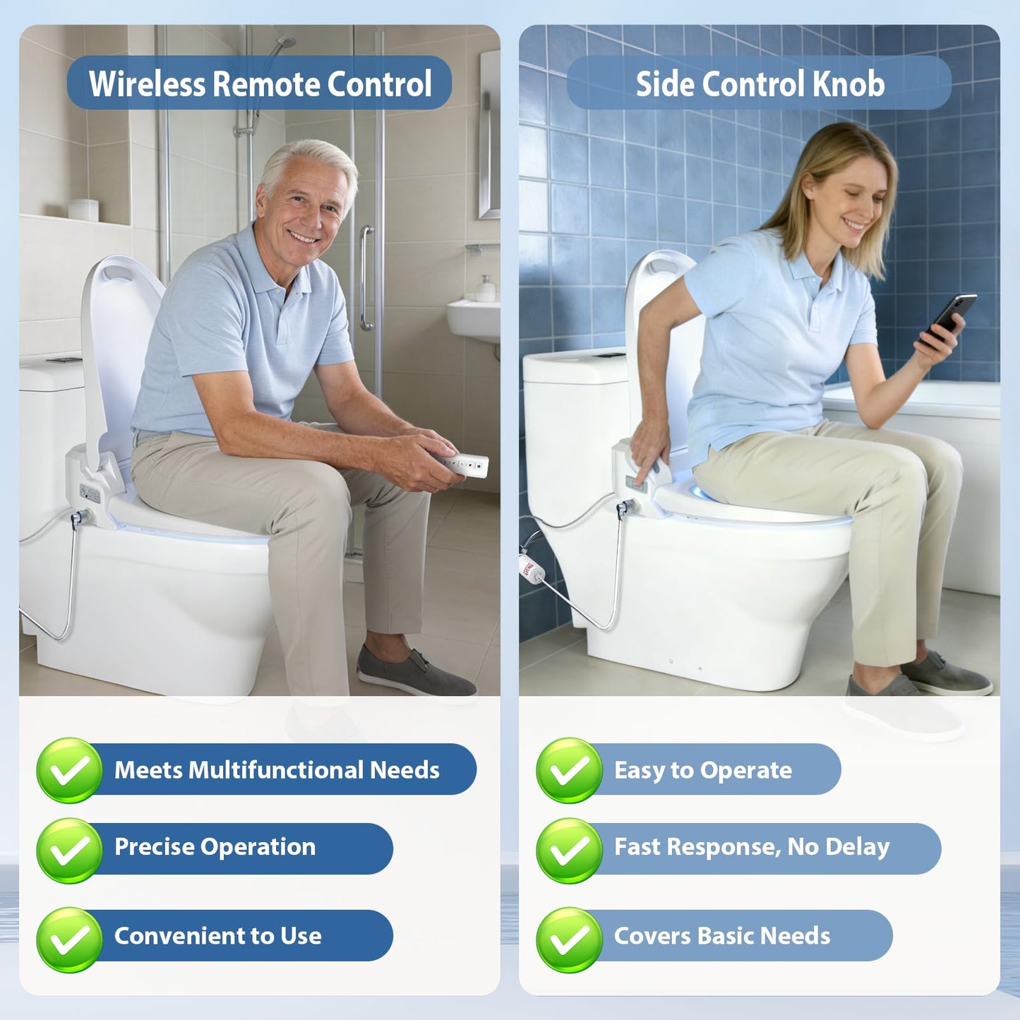 R FLORY Electric Bidet Toilet Seat Elongated Heated Toilet Seat with Bidet Slow Close Lid, Remote Control, Air Pump Flushing, Adjustable Self-Clean Nozzle, Instant Warm Water, Air Dryer, Night Light