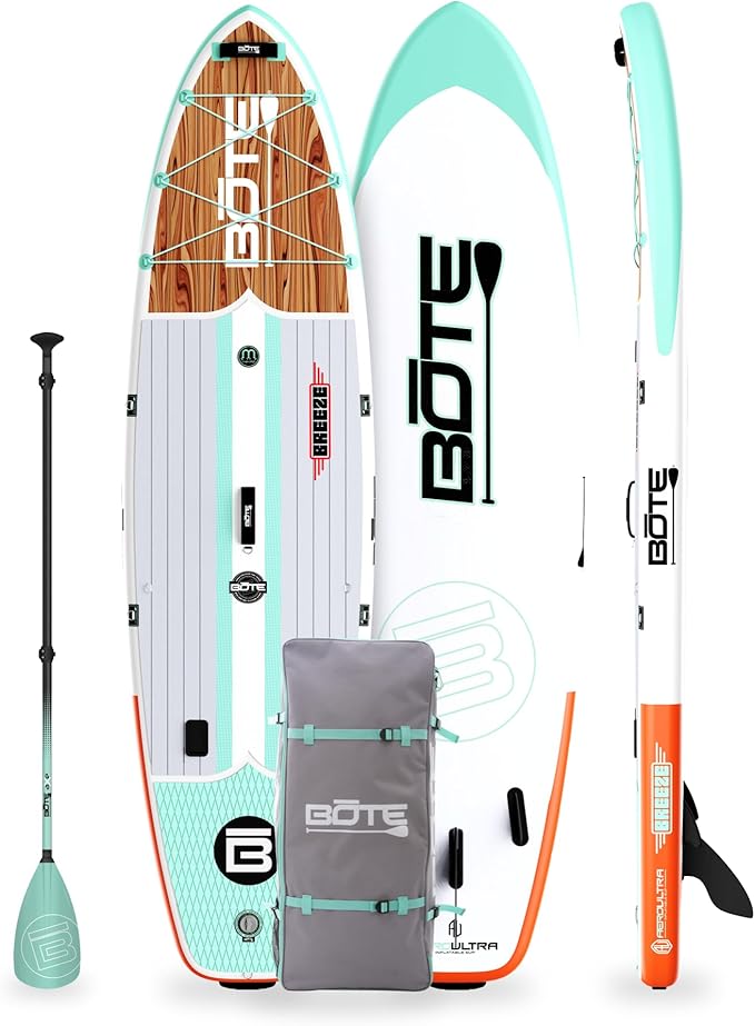 BOTE 10' FT 6" Breeze Aero Inflatable Stand Up Paddle Board, MAGNEPod Compatible Blow Up iSUP Great for Adults Kids Family...
