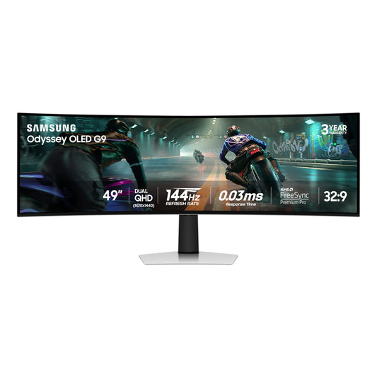 Samsung 49" Odyssey OLED G9 (G91SD) Dual QHD QD-OLED G-Sync Compatible Curved Gaming Monitor, 144Hz, 0.03ms, AMD FreeSync Premium Pro, Ergonomic Stand, 3 Year Warranty, LS49DG910SNXZA