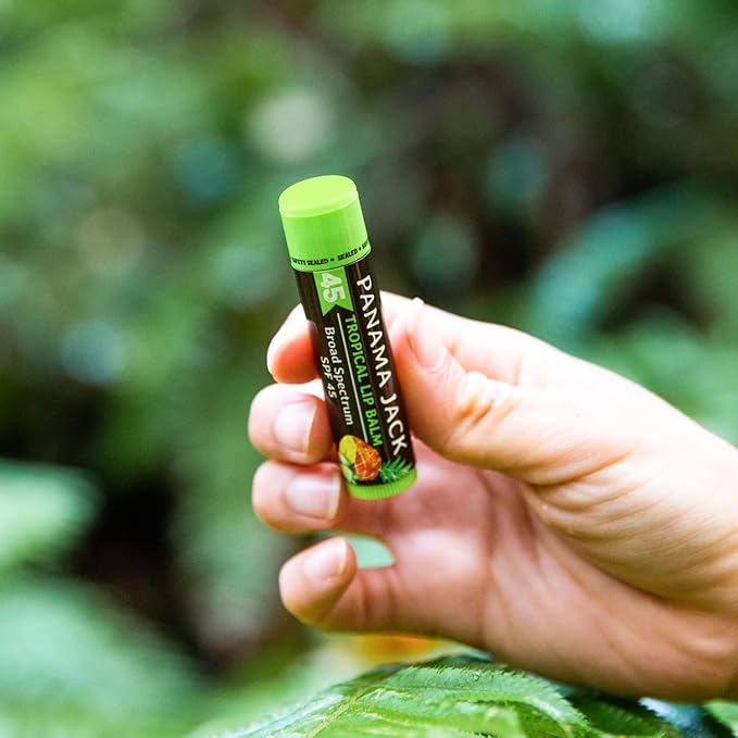 Panama Jack Sunscreen Lip Balm - SPF 45, Broad Spectrum UVA-UVB Sunscreen Protection, Prevents & Soothes Dry, Chapped Lips, Tropical, 2-pack