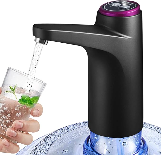 BIMVER Water Dispenser for 5 Gallon Bottle, 600ml Quantitative Water Pump,2 Colors Power Light,Portable USB Charging Elect...