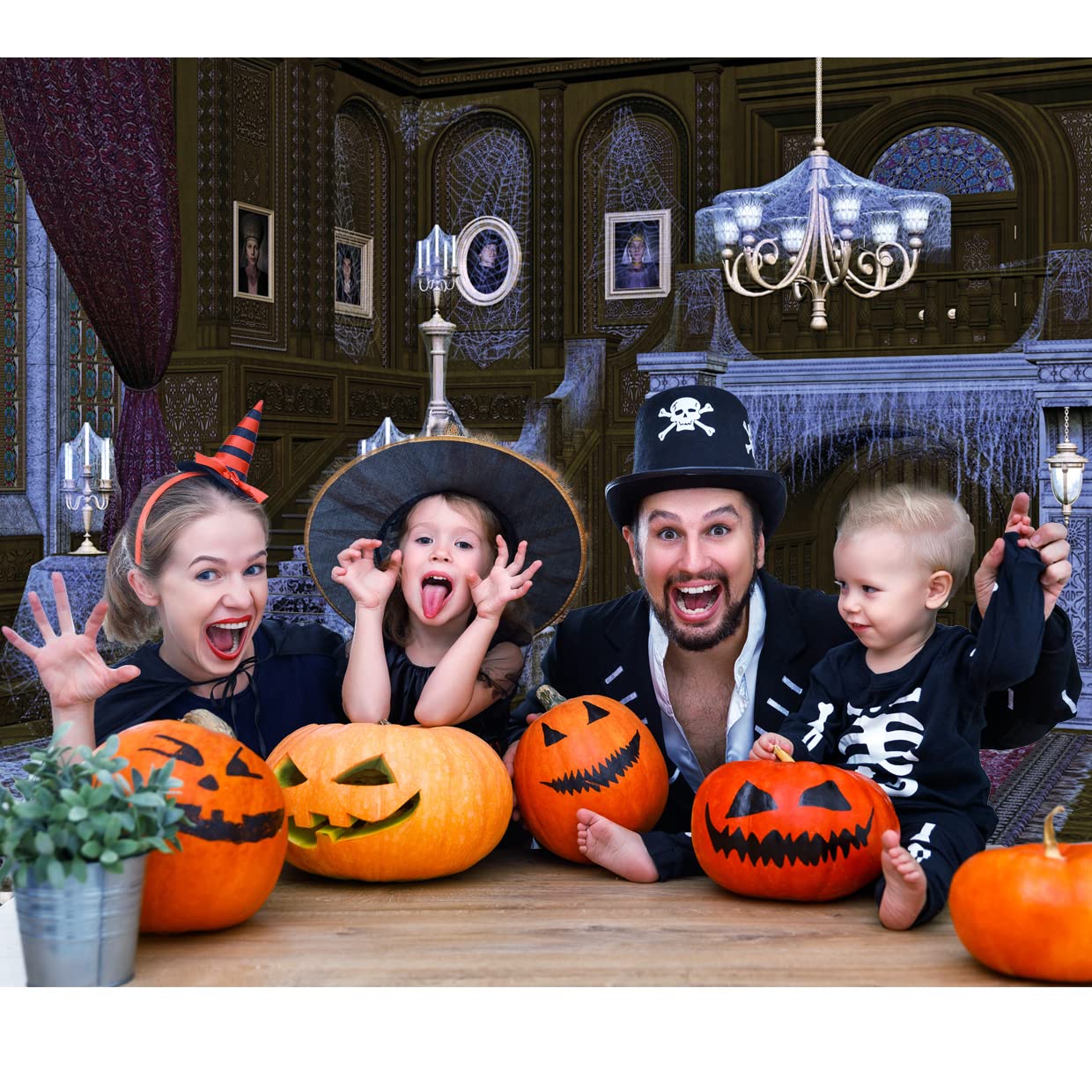 AIIKES 7x5ft Halloween Haunted House Backdrop for Photography - Spider Web Retro Stairs Creepy Setting - Children to Adults Portraits & Photo Studio Props 12-343