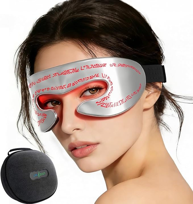 Red Light Therapy for Face, 660nm 850nm Eye Mask with Dual-Chip 48 LEDs, Infrared Red Light Therapy for Eyes, 3 Modes Portable Infrared Light Therapy Mask and LED Face Mask Device for Relax, Jet Lag.