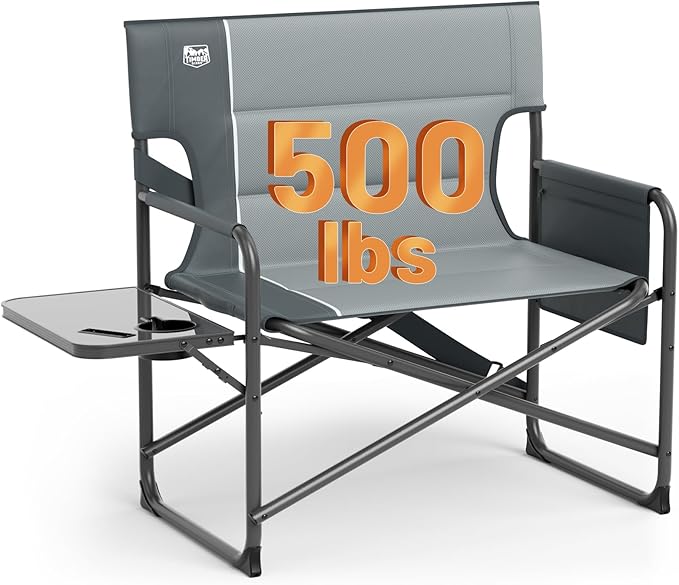 Timber Ridge XXL Extra Wide Foldable Directors Chair with Side Table, 500 lbs Heavy Duty Camping Chairs for Adults, Oversi...