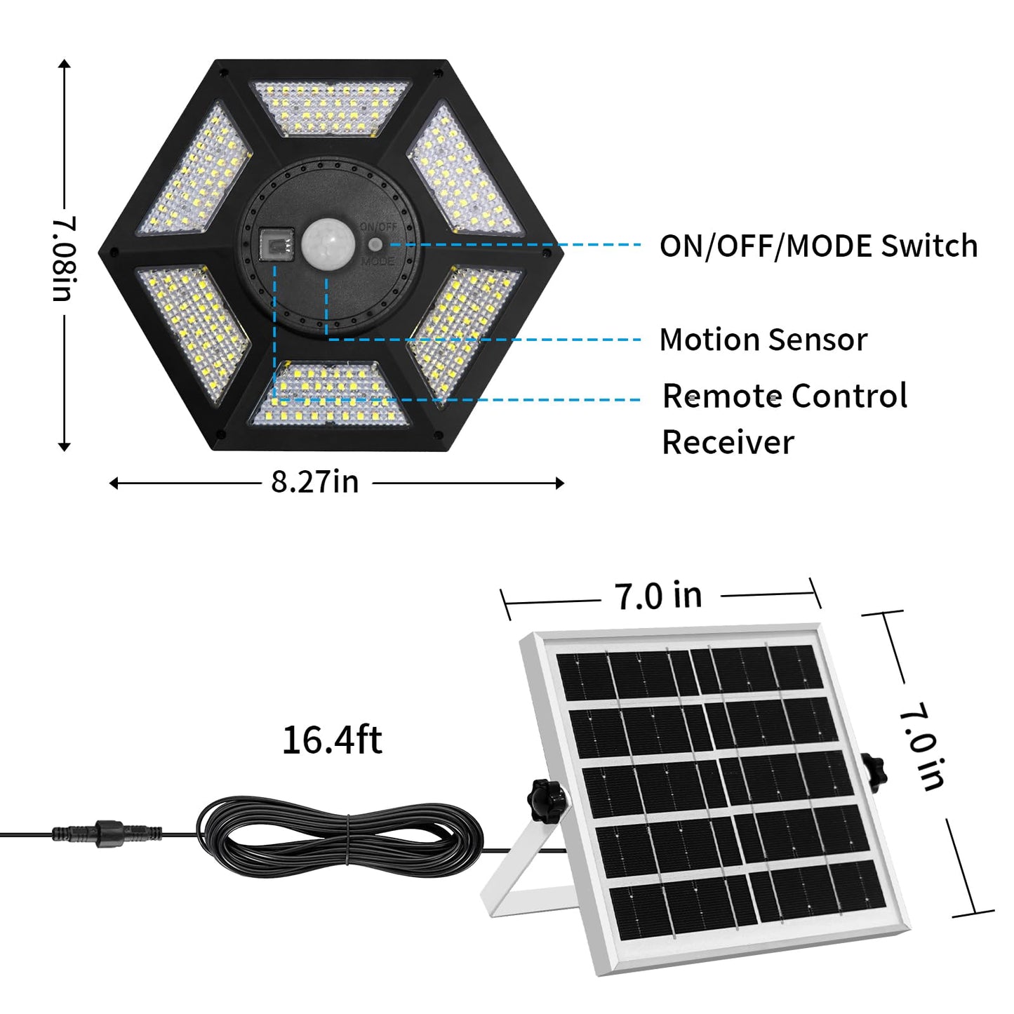 Aqonsie Solar Shed Light Indoor Outdoor Solar Powered Pandent Daytime Work Lights with 5 Lighting Modes & 3 Timers, 180LED Solar Indoor Lights Motion Sensor with Remote Control for Shed Barn Garage