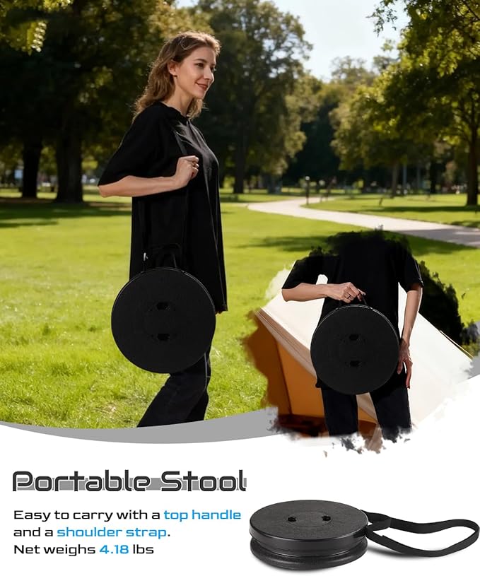 Spisces 2025 Heavy Duty XXL Collapsible Stool | 1000lbs Capacity, 20-in Taller & 13-in Wider Foldable Retractable Telescoping Stool for Adults, Oversized Camping, Fishing, Concert, Event, Stadium