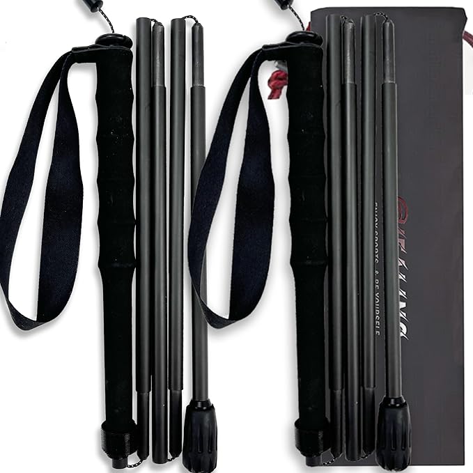 Ultralight Carbon Fibre Trekking Poles - 5-Section Adjustable Hiking Sticks with Anti-Shock Tips, Ergonomic Grips & Storag...