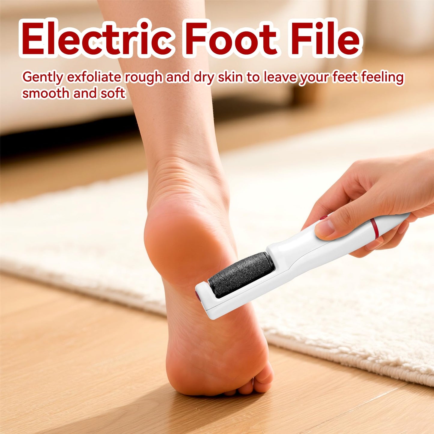 Electric Callus Removers for Feet, Foot Callus Remover Pedicure Tools for Dry, Calluses, Dead, Cracked, Hard Skin (Red)