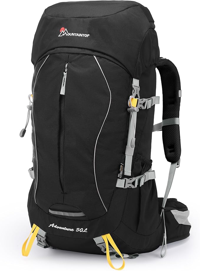 MOUNTAINTOP 60L Internal Frame Hiking Backpack with Rain Cover Outdoor Camping Backpack for Men Women