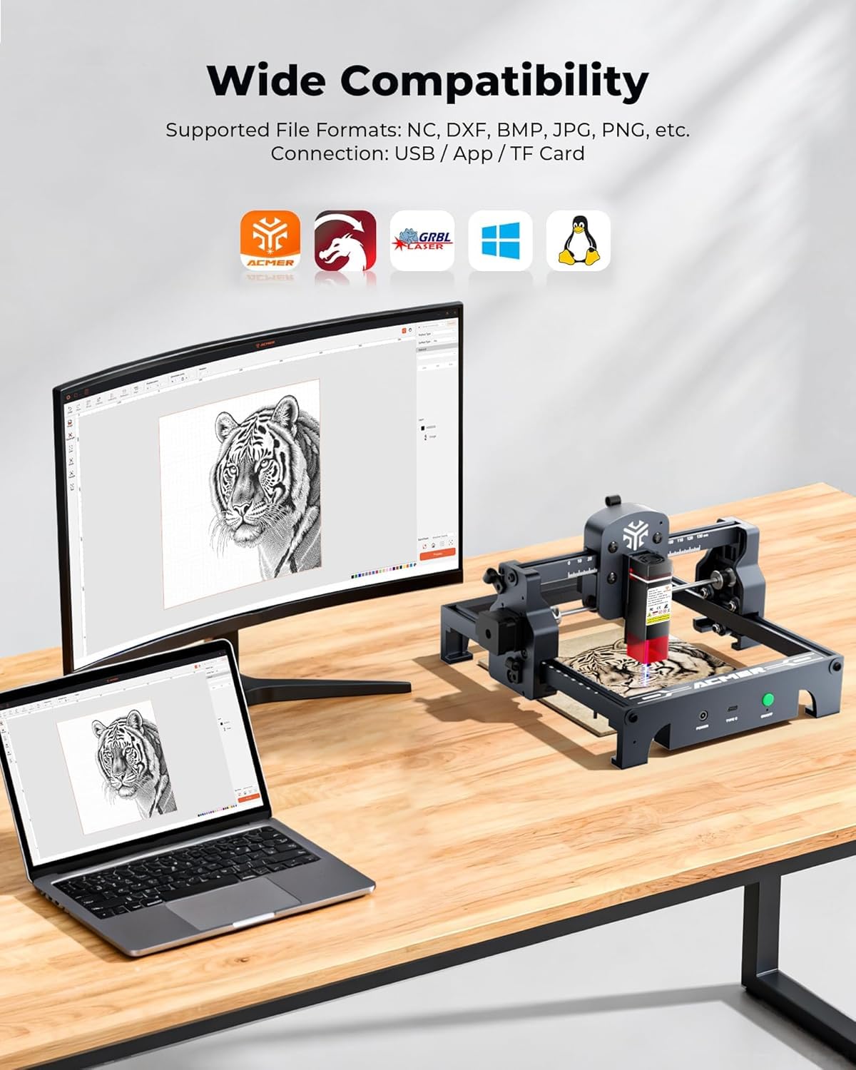 ACMER S1 Laser Engraver,2500mW Engraving Machine for Beginners, 130x130mm Working Area, 0.04mm Precision, Laser Cutter for Wood, Acrylic, Leather, DIY Craft Projects