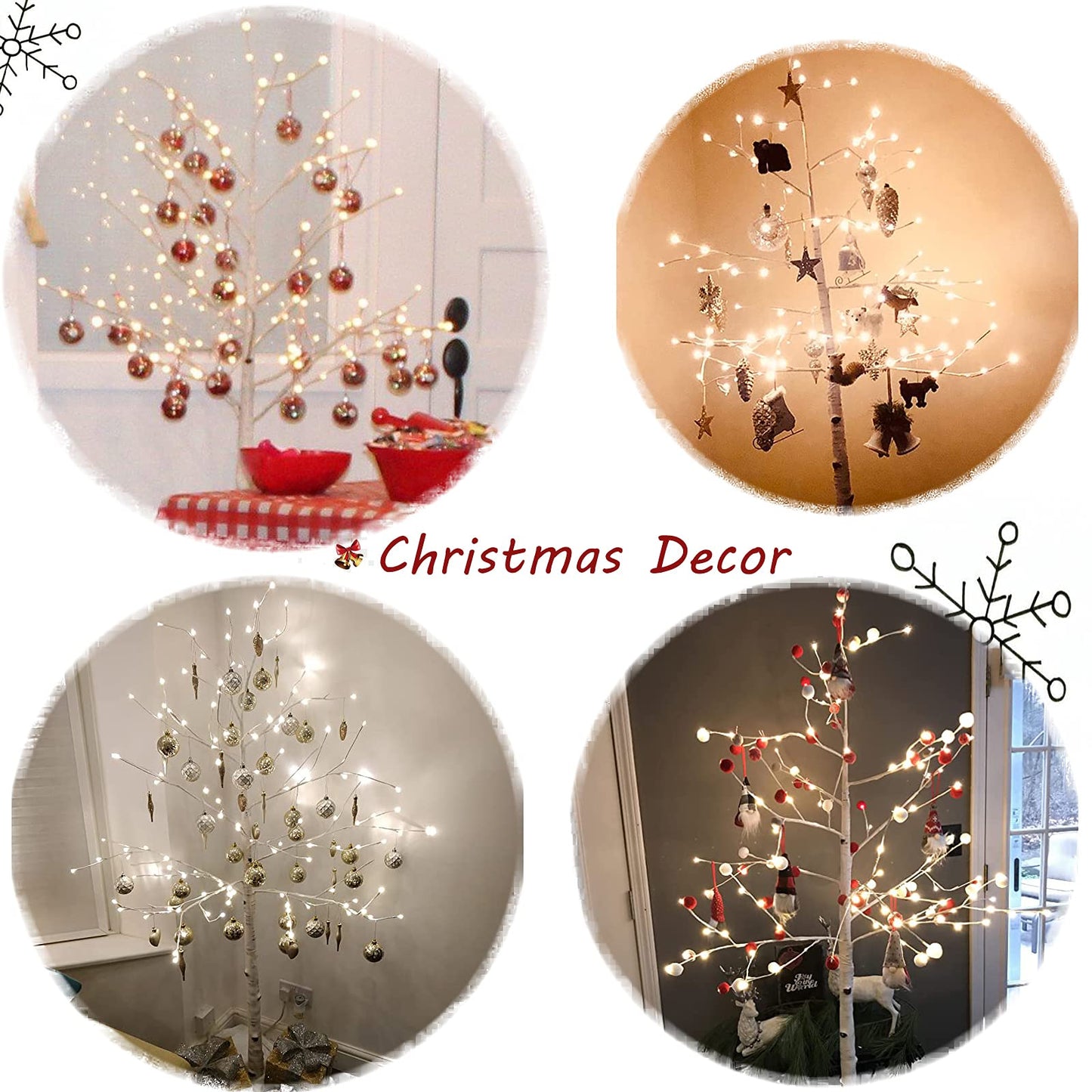 Hairui Pre Lit Birch Tree 2 Pack 6FT 128 Warm White LED White Twig Tree Lights for Indoor Outdoor Home Spring Easter Christmas Holiday Decorations