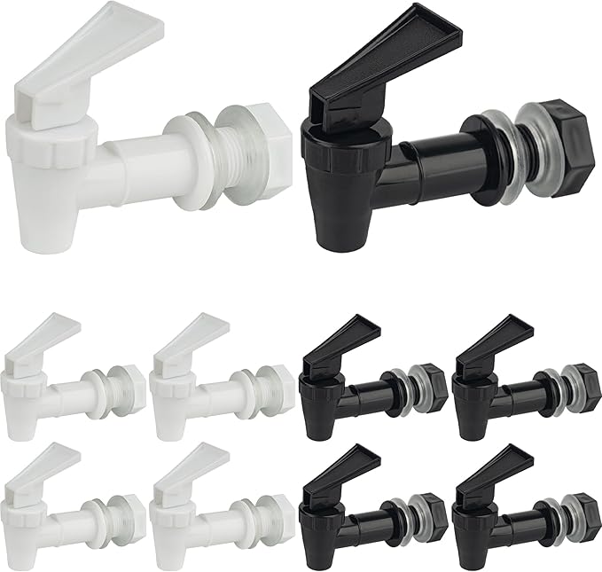10 Sets Replacement Cooler Faucet, Reusable Plastic Spigot for Beverage Dispenser Parts, Outdoor Faucet Water Jug Spigot T...
