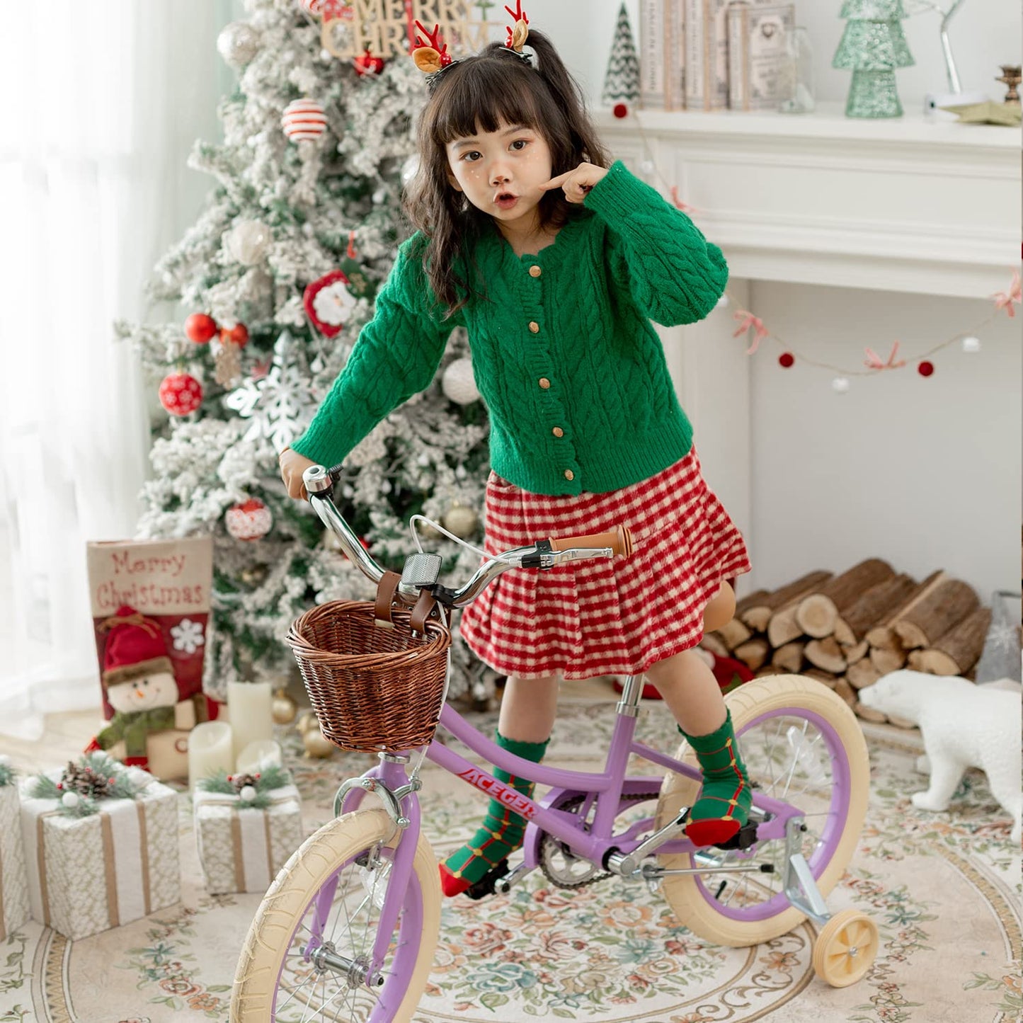 ACEGER Girls Bike with Basket, Kids Bicycle for 3-13 Years, Included Coaster Brake & Caliper Brake, 14 16 18 Inch with Training Wheels, 20 Inch with Kickstand but no Training Wheels