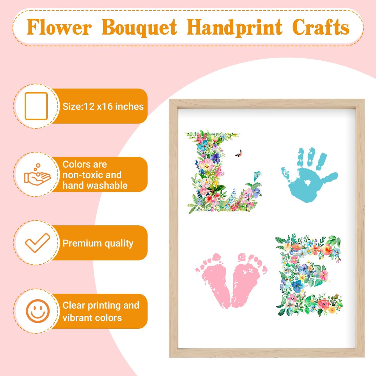 NOCHUVO Baby Handprint & Footprint Art Craft Kit-DIY Keepsake Painting with Frame, 12" x 16", 2 Art Styles,Meaningful Keepsake Gift for Mom & Grandma,Perfect for Birthday, Christmas & Baby Shower