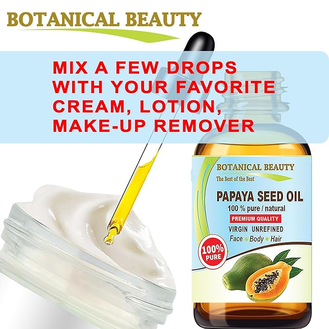 Botanical Beauty PAPAYA SEED OIL WILD GROWTH 100% Pure Natural Virgin Unrefined Undiluted Cold Pressed Carrier Oil for Face, Skin, Hair, Lip, Nails 1 Fl. oz. - 30 ml
