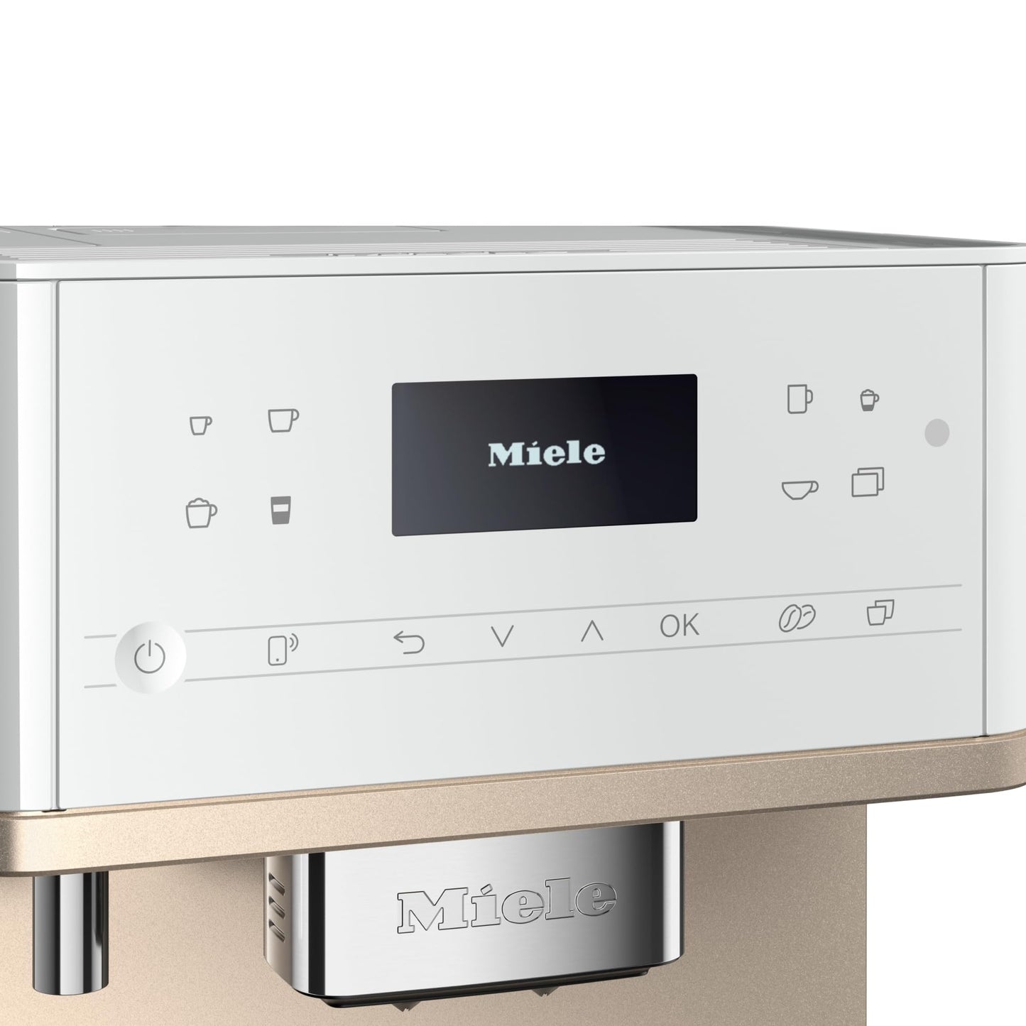 Miele CM 6360 MilkPerfection Automatic Coffee Machine - OneTouch for Two, AromaticSystem, 8 individual profiles, DoubleShot, WiFi-compatible, LED lighting, in Lotus White CleanSteel Metallic