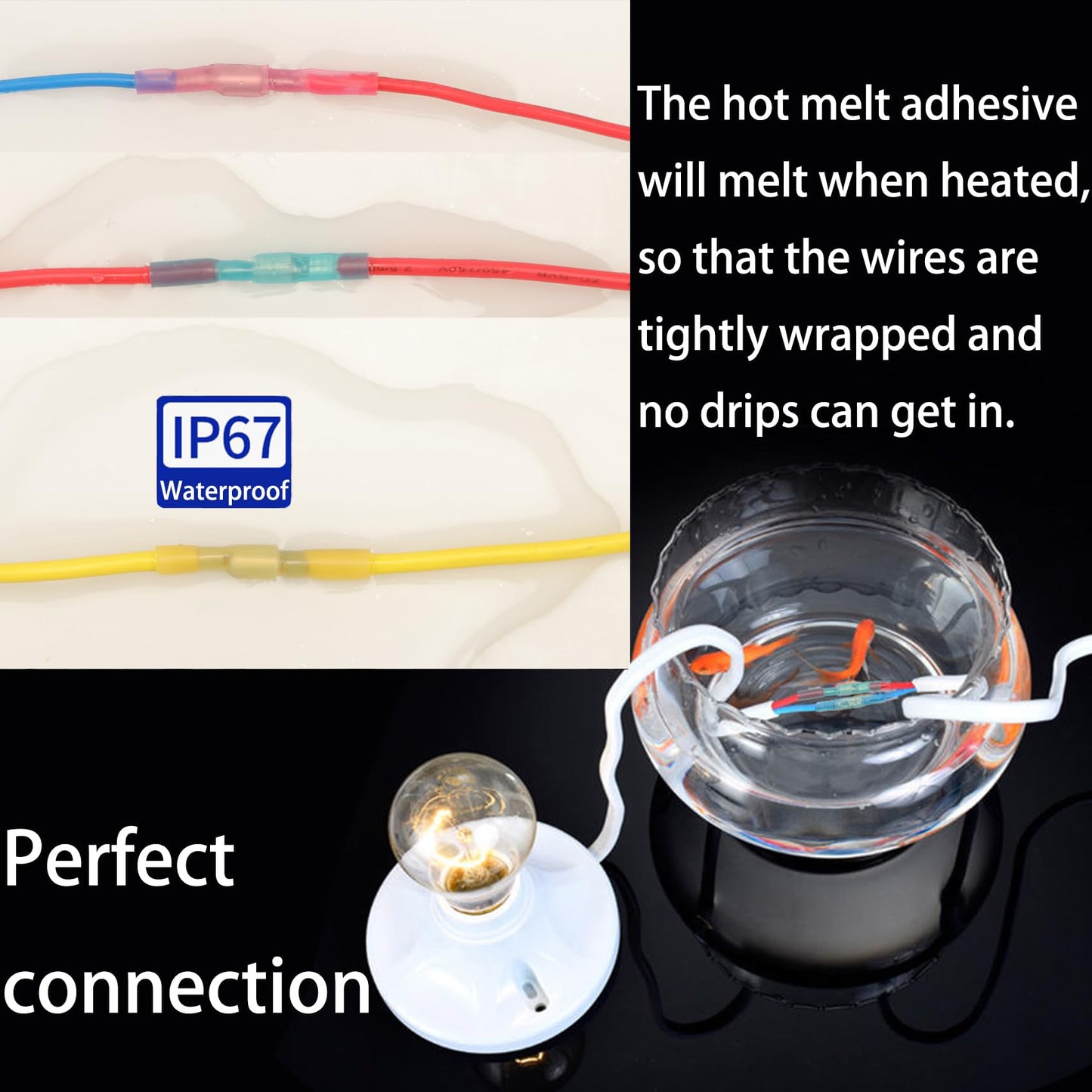Feggizuli 110pcs Heat Shrink Bullet Wire Connectors Kit, Waterproof Bullet Terminals Connectors Female & Male Wire Crimp Terminals, Marine Grade Bullet Terminals