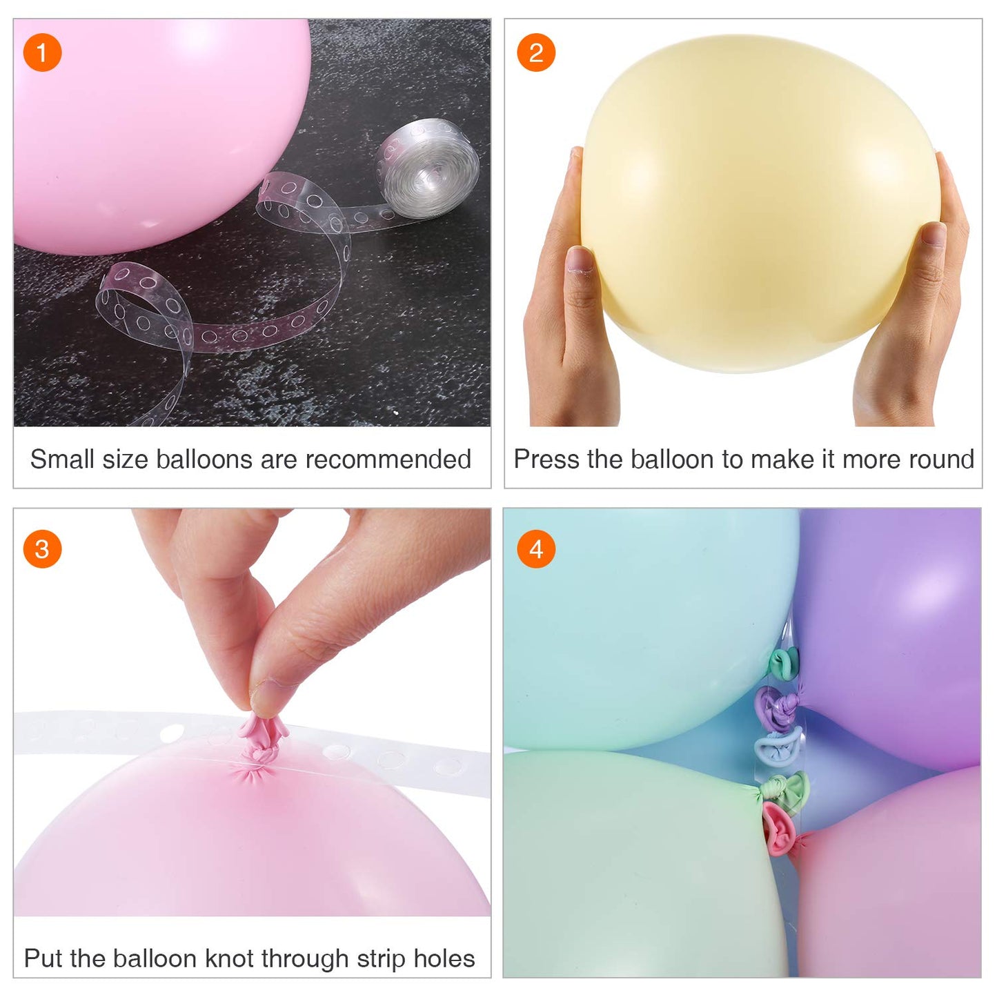Tatuo Balloon Arch Kit Balloon Garland Decorating Strip Kit 2 Rolls Tape Strips with 2 Rolls Glue Points Stickers(Single Hole)