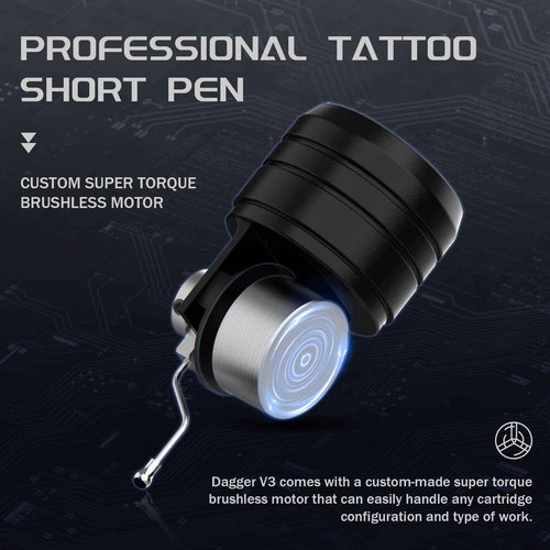 EZ Tattoo Gun Kit - Wireless Tattoo Machine Kit Complete with Tattoo Machine Pen, 1100mAh Battery Power Supply, 20Pcs Tattoo Cartridges Needles and 8 Color Inks for Tattoo Beginners (Dagger V3)