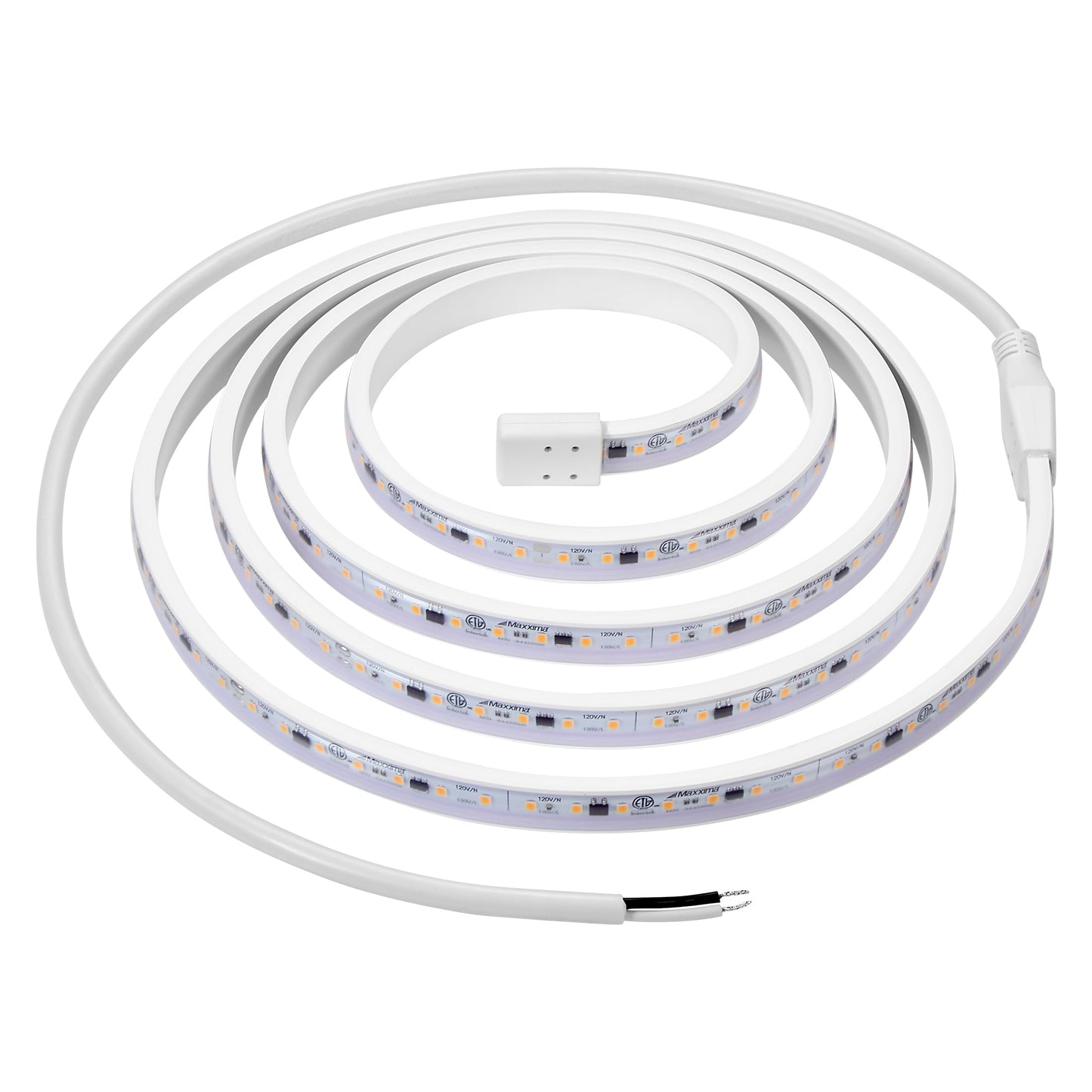 Maxxima 84 in. Hardwired LED Under Cabinet Strip Light, 3220 Lumens, 3000K Warm White, Kitchen and Living Room 120V White Cove Lighting, No Power Supply Needed