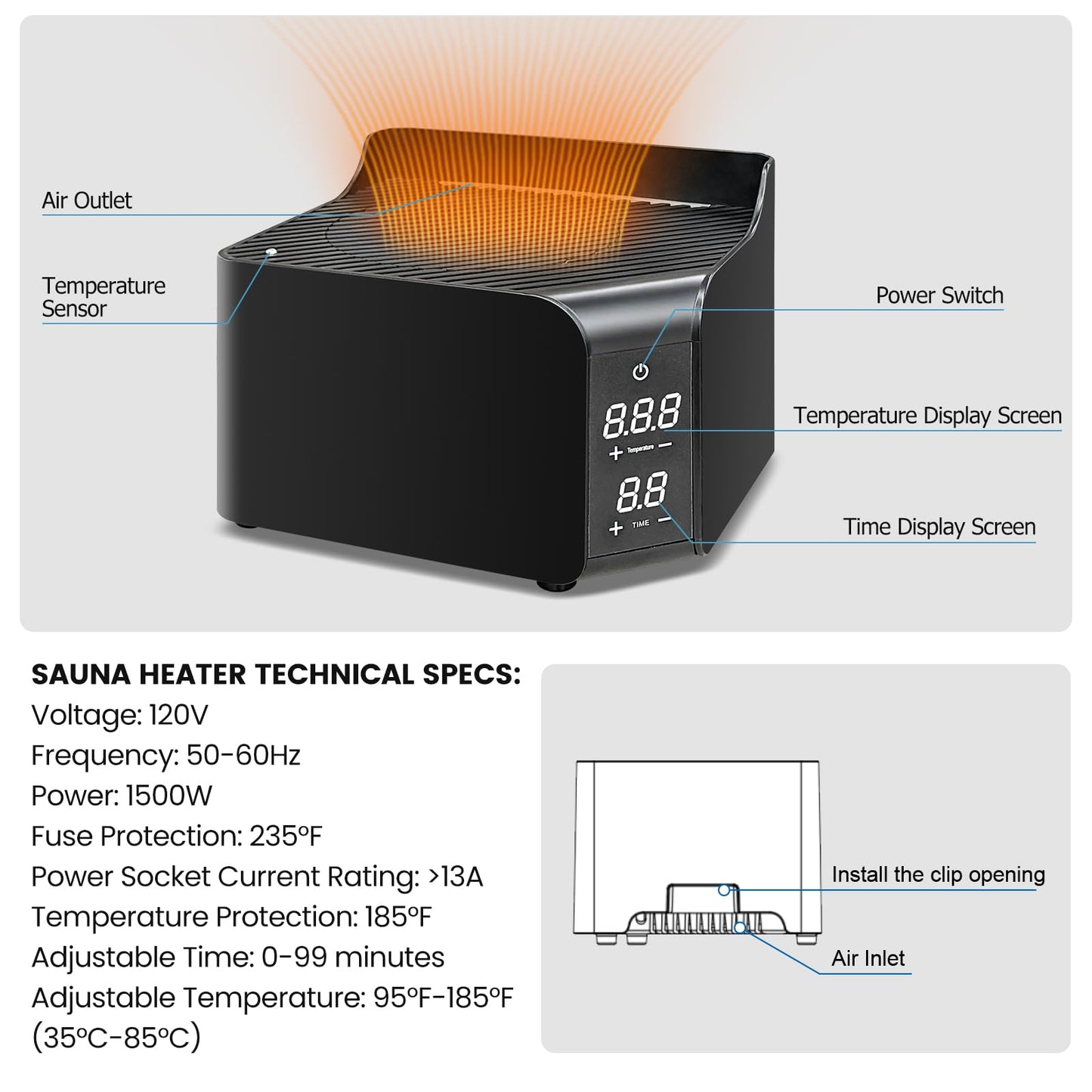 TaTalife Upgraded Hot Air Sauna, Portable Dry Wind Saunas with 660nm Red Light Lamp, Time & 165℉ Temperature Remote Control, Upgraded Comfortable Chair