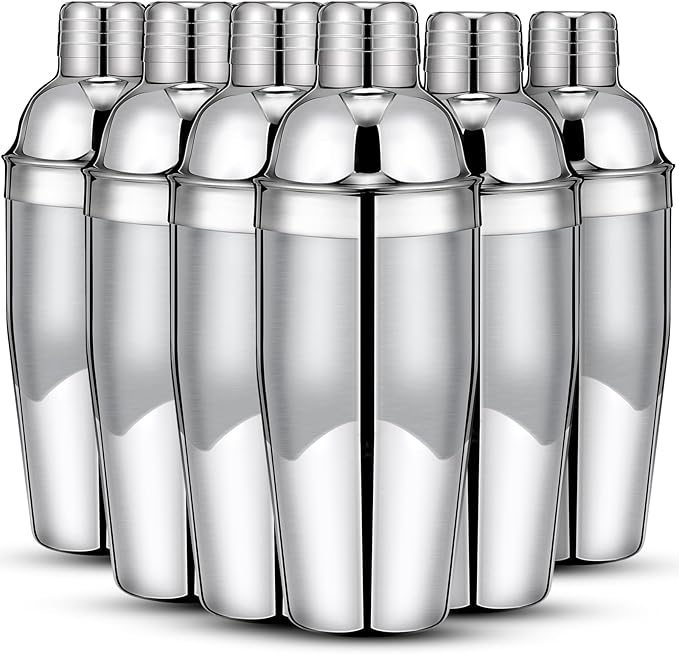 Nitial 6 Pcs 25 oz Stainless Steel Cocktail Shaker No Leaks Martini Shaker with Built In Strainer Bar Bartender Margarita ...