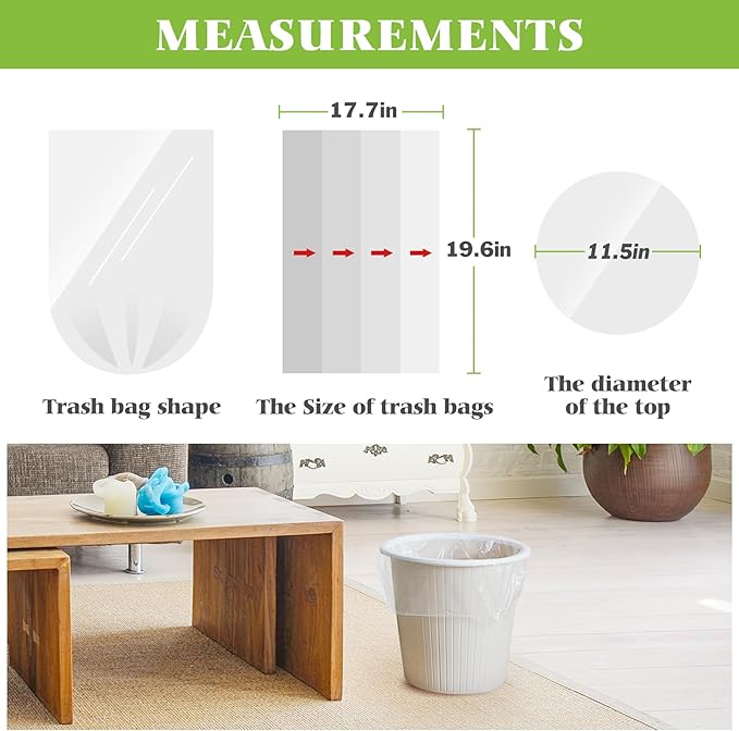 Teivio 4 Gallon 500 Counts Clear Trash Bags Garbage Bags, Mini Waste Basket Liners,Bathroom Trash Can Bin Liners, Small Plastic Bags for Home Office Kitchen Car Bedroom Dog waste Baby Diaper