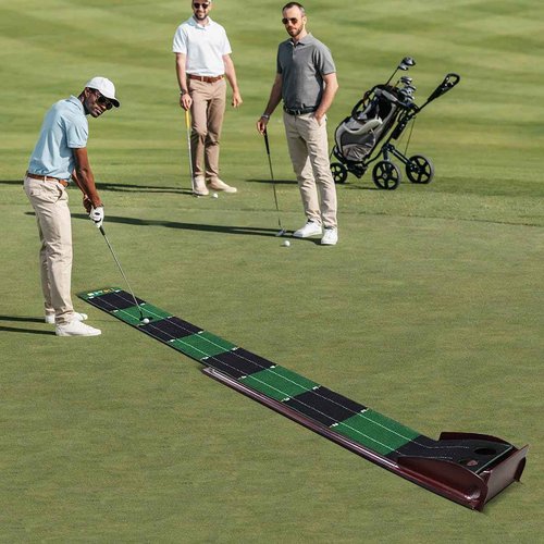HUAEN Putting mat for Indoors,Golf Practice Putting Green with Ball Return,Office Putting matt,Gift for Golf Lovers