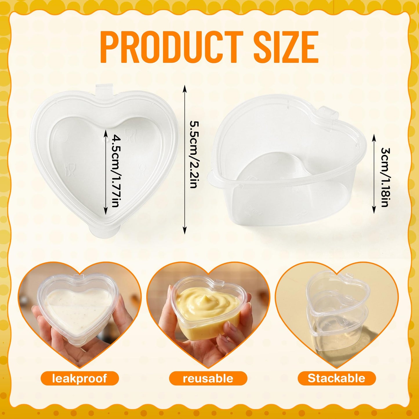 ICYANG 50-Pack Heart Shaped Jello Shot Cups with Lids, 1.5Oz Plastic Small Heart Containers for Party Favors, Desserts