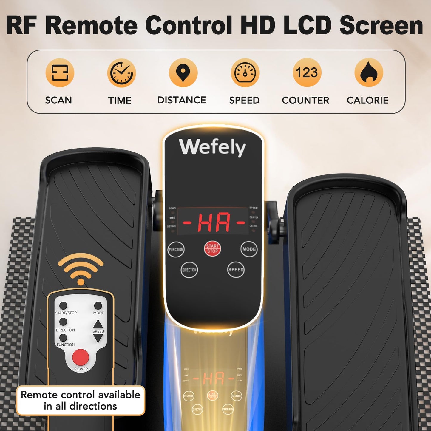 Wefely Under Desk Elliptical Machine,Leg Exerciser While Sitting for Seniors with 12 Adjustable Speed RF Remote Control,Quiet & Portable Mini Seated Pedal Exerciser with Non-Slip Mat for Home Office