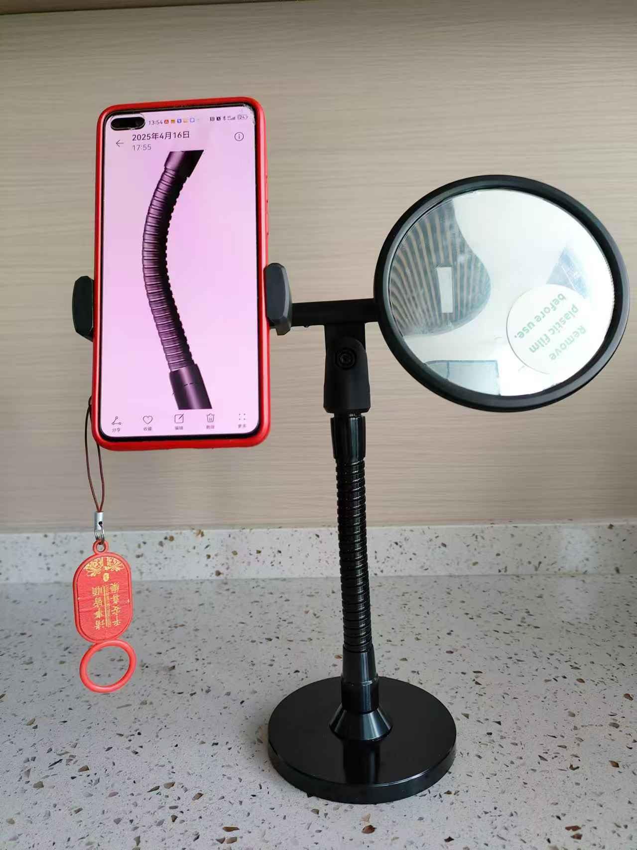 Dual Cell phone Holder Stand,Mic Stand with Flexible Gooseneck Arm 6inch &4" Base, Multi-functional Uses Like Mic,Makeup Mirror with Double Ball Heads Rotated to Any Direction.Black
