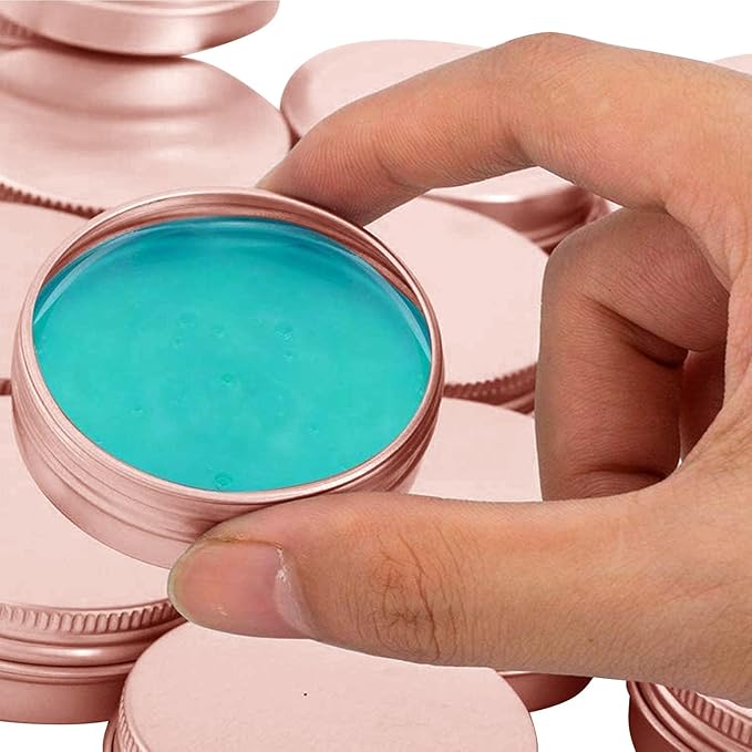 2 Ounce Aluminum Tin Jar with Screw Cap 60mL Tin Cans Refillable Containers for Cosmetic, Lip Balm, Cream, Lotion, Balms, Spices, Salve, Rose Gold 80 Pcs