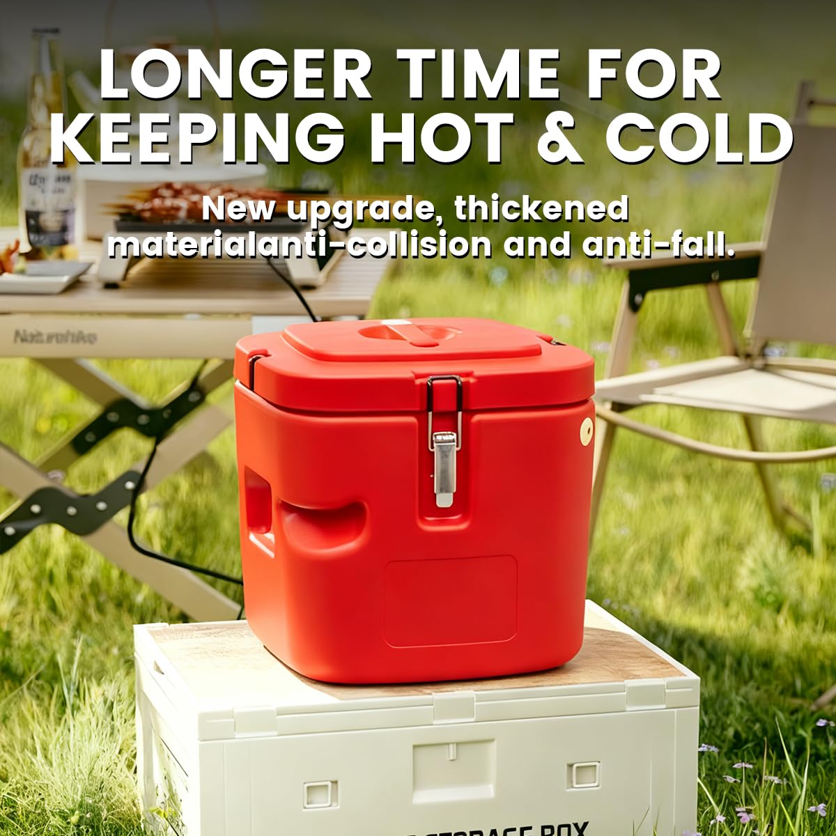 4.23 Gallon Insulated Soup Container Commercial Food Warmer for Hot or Cold Food, 17 QT hot Boxes for Catering,Food Cooler with 4 Buckles, Handles,Soup Carrier for Restaurant, Canteen,Home