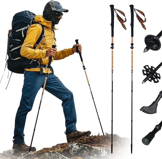Trekking Poles,Lightweight,Foldable Hiking Poles for Backpacking Gear,Walking Sticks for Hiking,Carbon Fiber Trekking Pole...