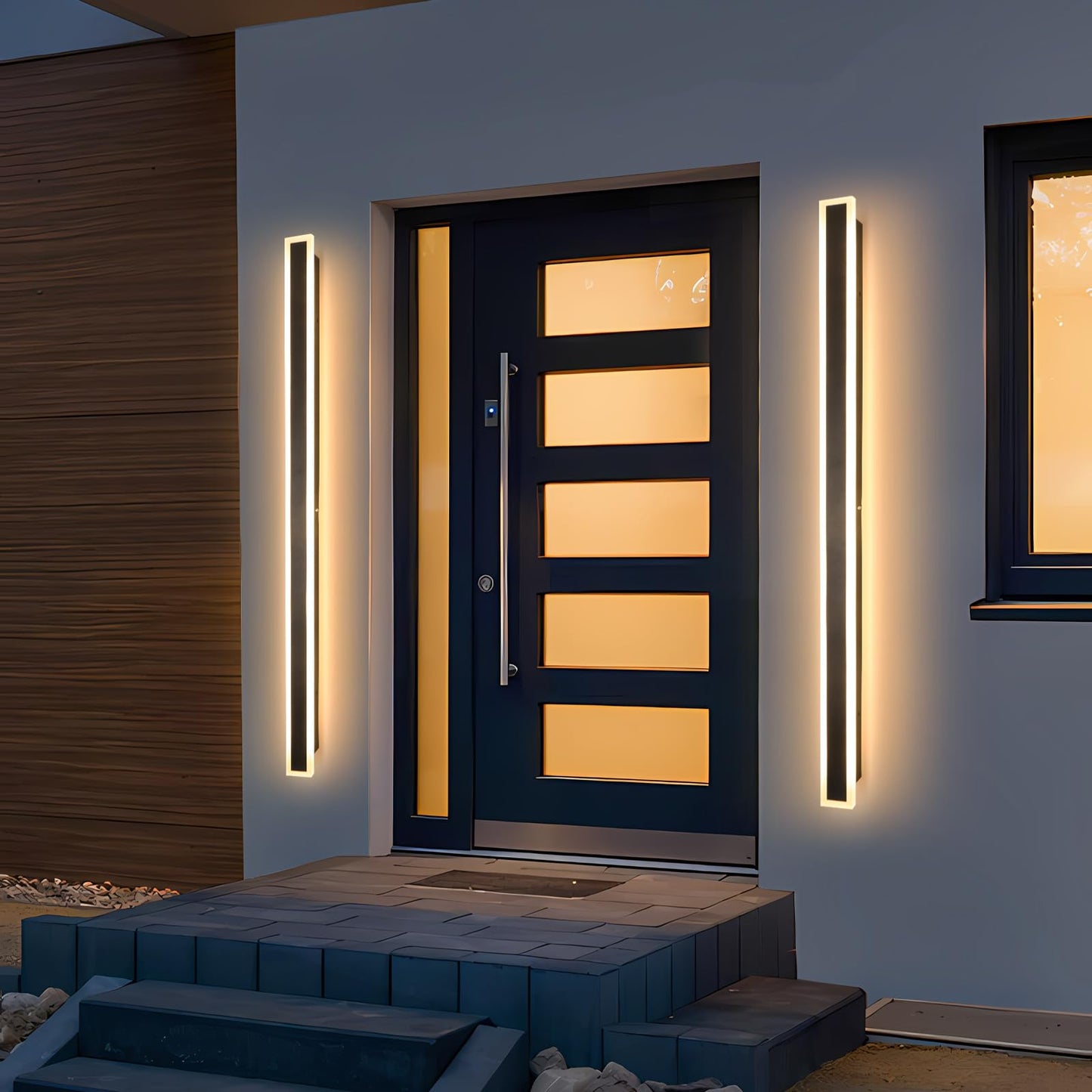 SUCICNISD 2 Pack 59.1In Modern Outdoor Wall Light Outdoor Wall Sconces for House Exterior Wall Light Fixtures Acrylic Long Wall Mount for Porch, Doorway, Stairway (Warm Light)