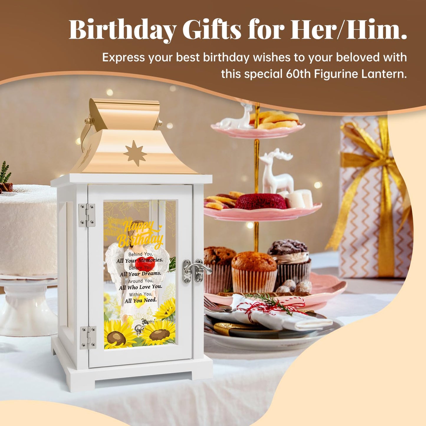 Birthday Gifts for Women, Happy Birthday Gifts for Her Women, Sister, Mom, Friends, Female Coworker Best Friend Birthday Gifts Angel Figurine Lantern