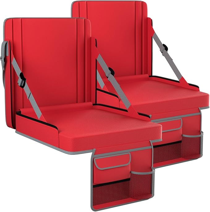 janiry Stadium Seats with Back Support 2PACKS Adjustable Bleacher Chairs with Back and Cushion Bleacher Seat with Cup Holder, Carry Handle & Shoulder Strap for Outdoor Sports Events, Picnics, Beaches