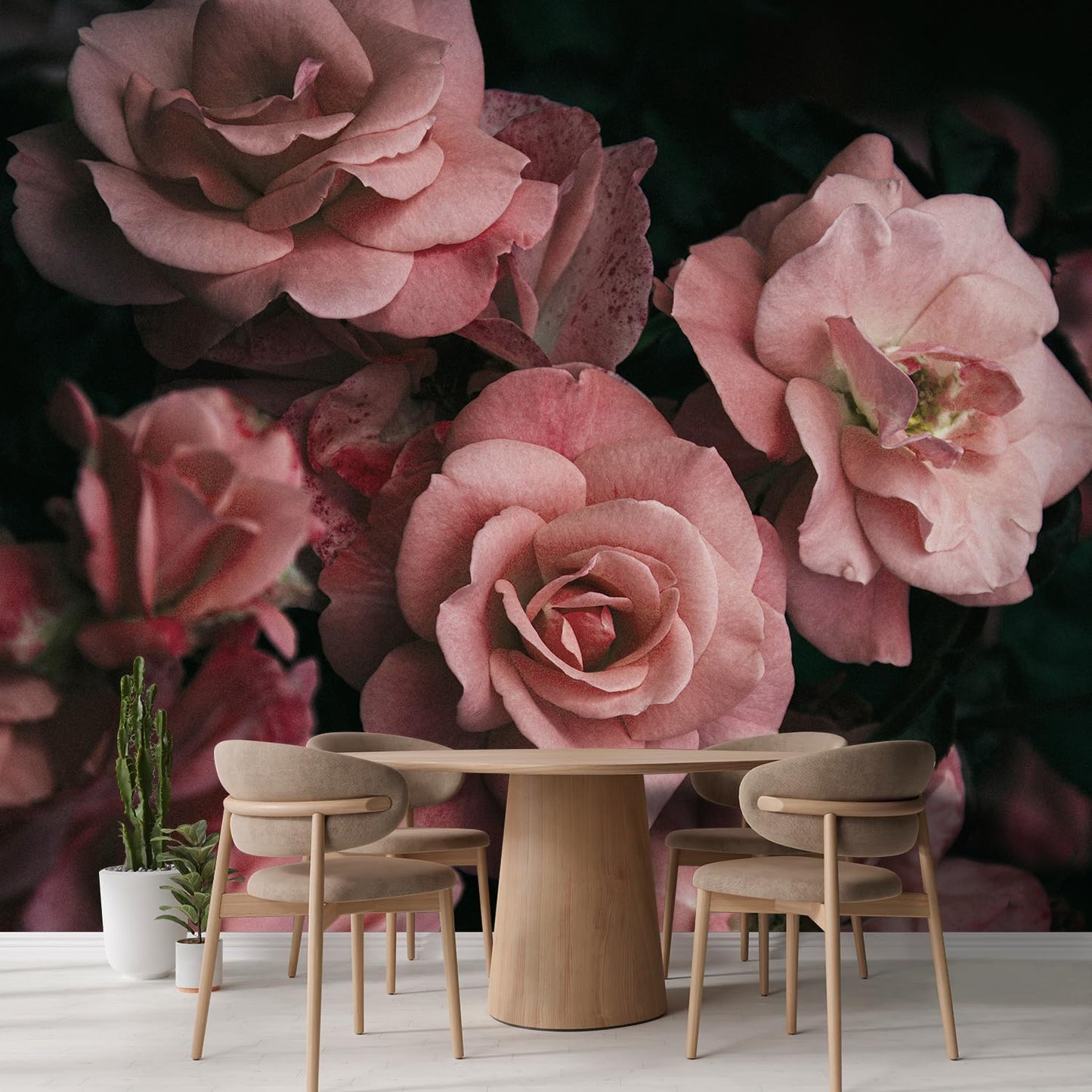 wall26 Removable Wall Sticker/Wall Mural Close Up Dark Rose Flower Blossoms Nature Wilderness Photography Decorative Botanical Relax/Calm Floral for Living Room, Bedroom, Office - 132x192 inches