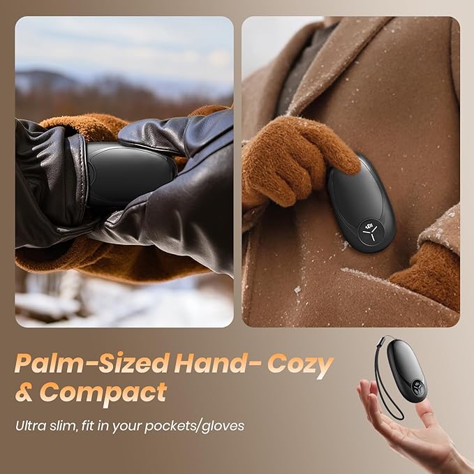 Hand Warmers Rechargeable 2 Pack Electric Hand Warmers Magnetic, 24Hrs Long Soft Heating Pocket Heater Gifts for Men Women Christmas Hiking Golf Hunting Ski