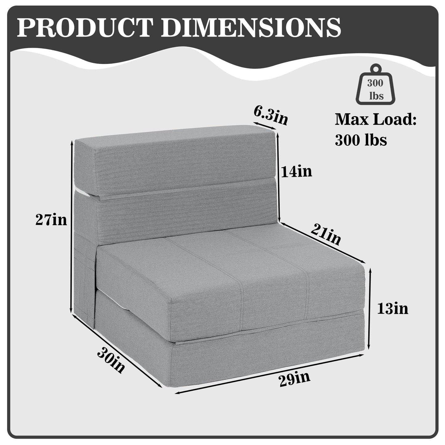 CATMIX Folding Sofa Bed, 7 inch Memory Foam Floor Couch, Convertible Sleeper Foldable Mattress Futon Sofa for Living Room/Home Office/Guest Beds/Apartment/Upstairs Loft, New Light Grey, Single