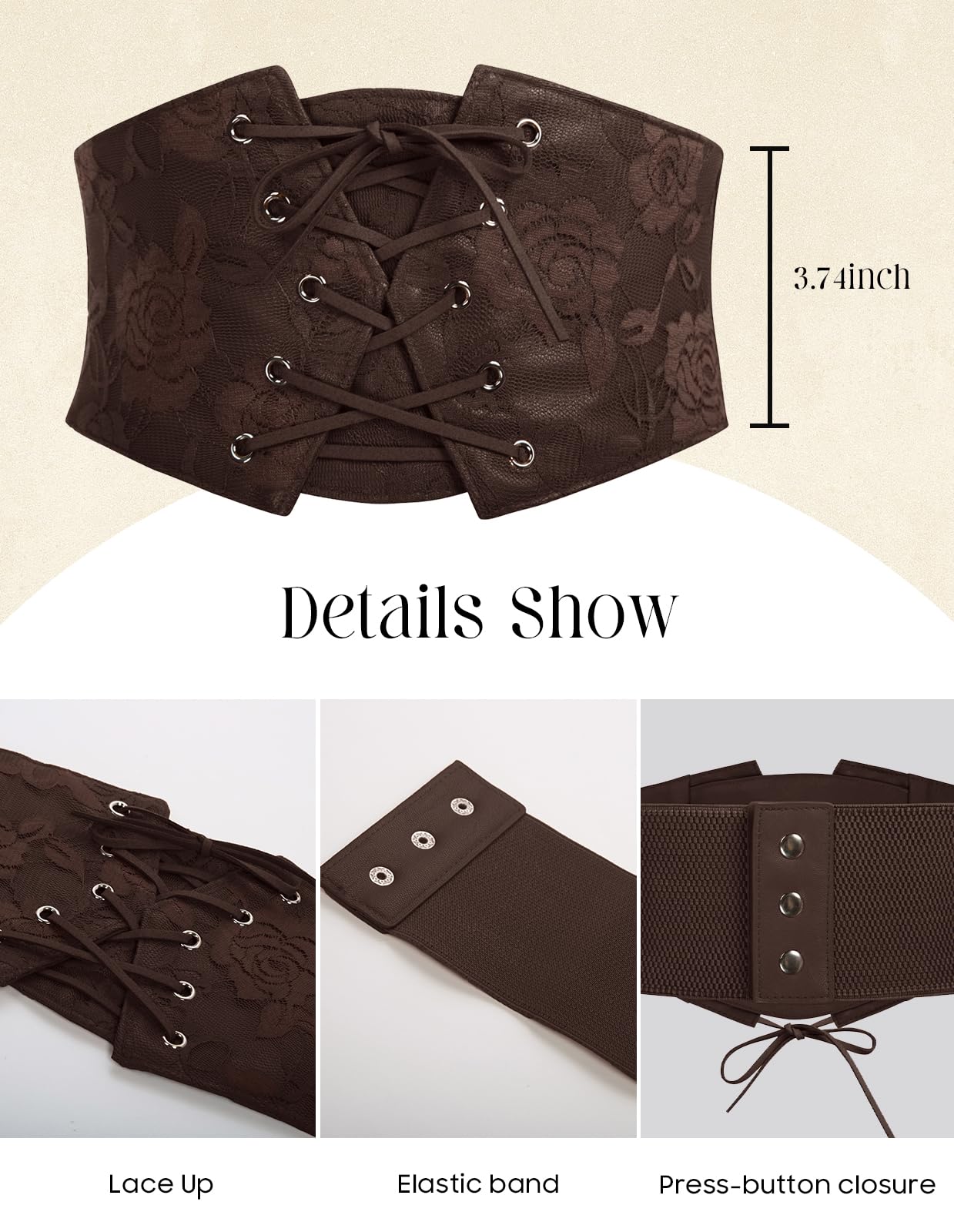 Corset Belt for Women Underbust Boned Lace Up Bustier Renaissance Pirate Corset Belt