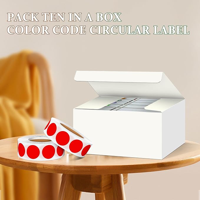 10Rolls 10000PCS 0.75 Inch Small Red Sticky Tags, Permanent Sticky Dot Color Code Labels in Dispenser Box,Circle Blank Labels Total for Documents, Inventory,Calendars, CDs,Garage Sales