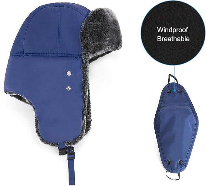 mysuntown Winter Hats for Women Men Trapper Ushanka Hat with Ear Flaps Warm Russian Bomber Hats for Cold Weather