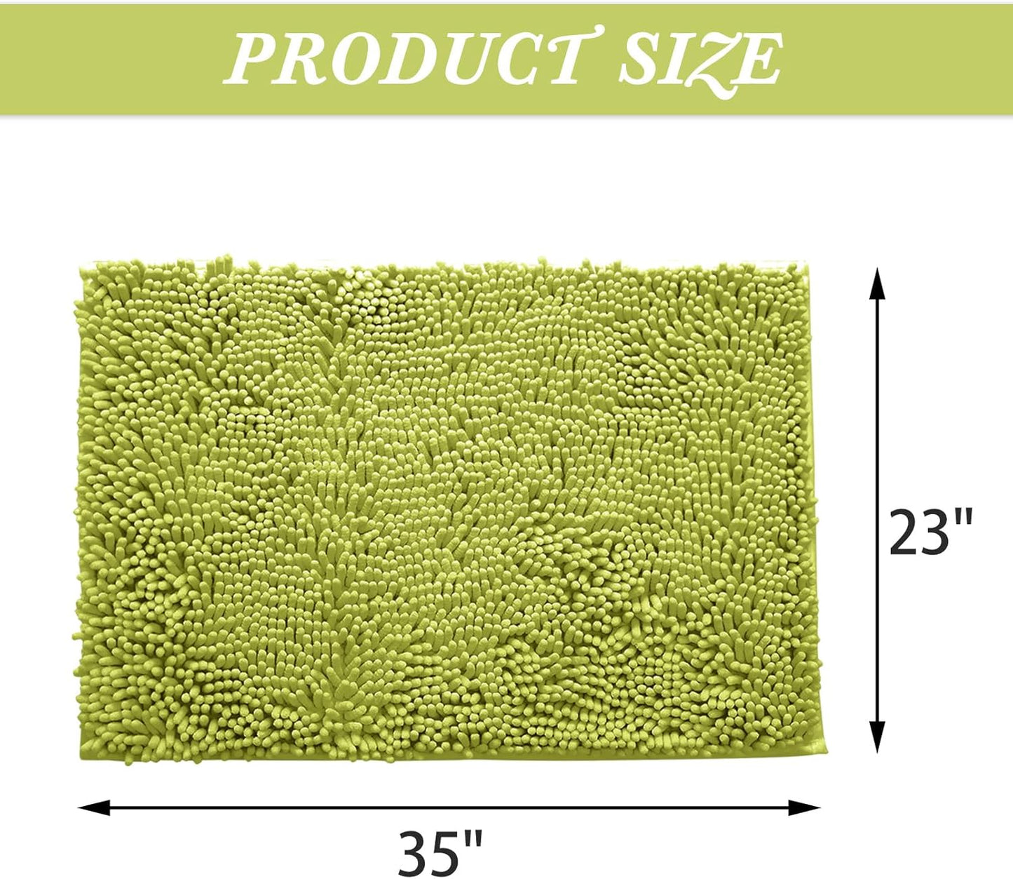 Non-Slip Bath Rug,Extra Soft Microfiber Bedroom Shag Carpet with Anti-Slip Backing,Water/Dust Absorbent Fast Dry Shower Mat,Sound Insulated Stairs Pad,Machine Washable (Lime Green,23 x 35 Inches)