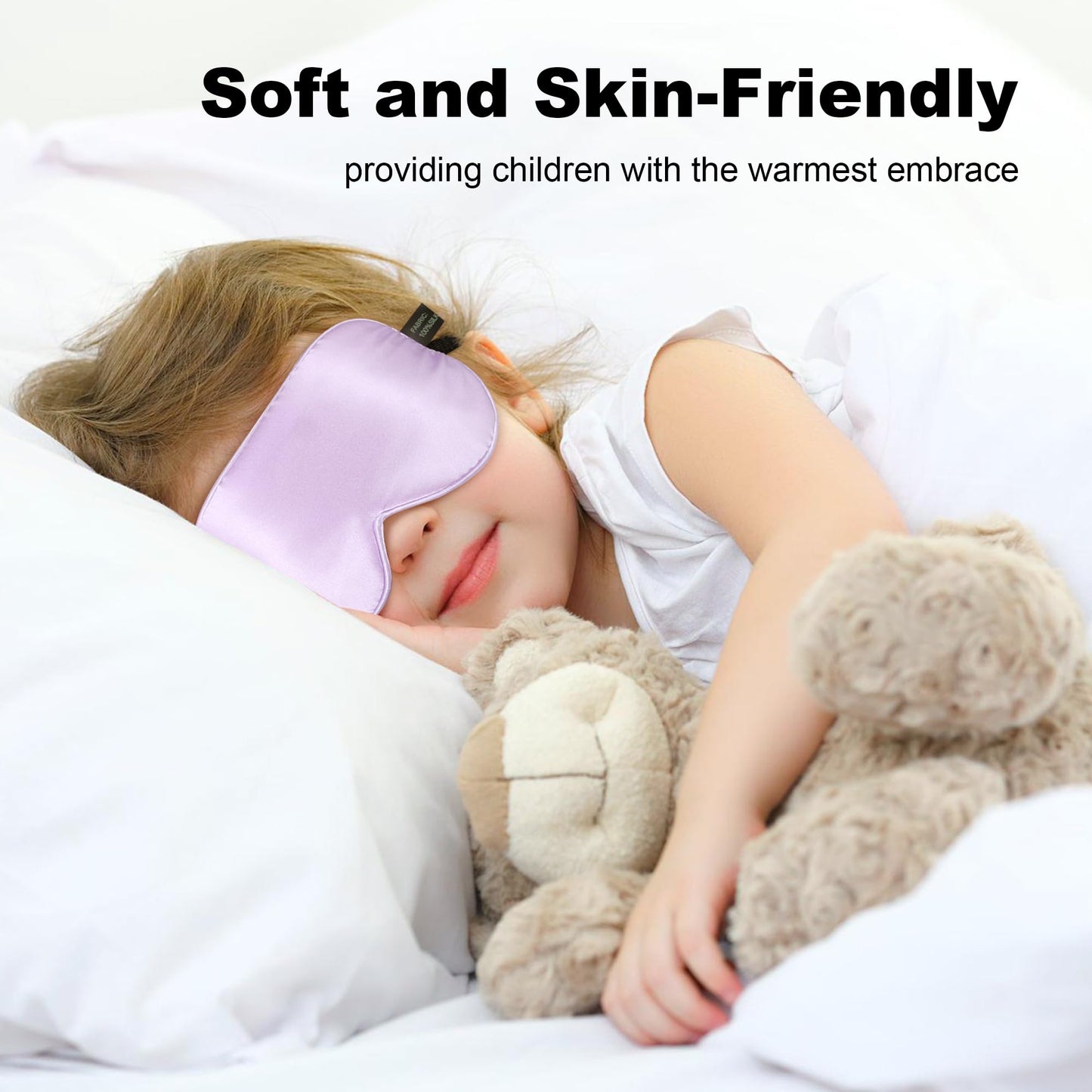 Silk Sleep Eye Mask for Kids, 100% Real Natural Pure Silk Sleeping Masks, Blindfold Sleep Eye Cover with Adjustable Strap, Soft & Lightweight Night Eyeshade for Boys Girls Teens (2 Pack)