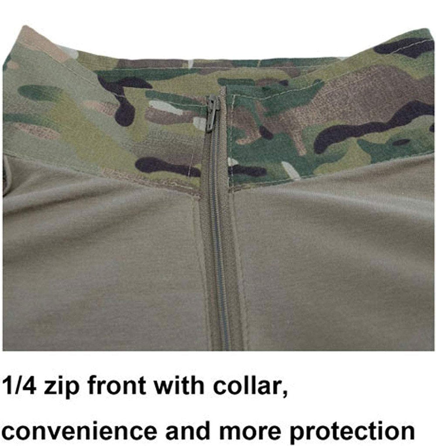 LANBAOSI Men's Tactical Military Combat Shirt Rapid Assault Army Woodland Hunting Long Sleeve T-Shirt