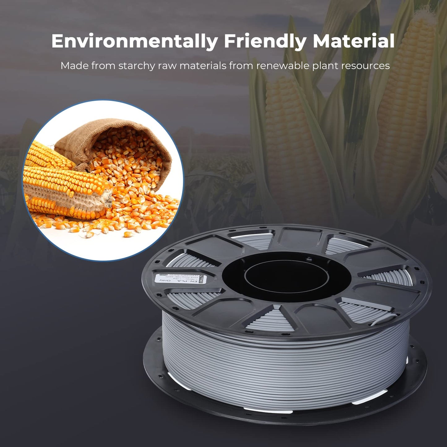 Creality 3D Printer Filament 1.75mm, Ender PLA Filament No-Tangling Smooth Printing Without Clogging No Warping, Fit Most FDM 3D Printers, 1kg Spool, Dimensional Accuracy +/- 0.02mm, Gray