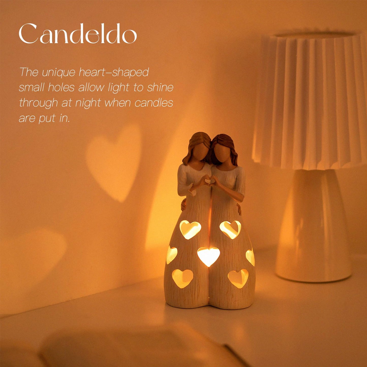 Candeldo Sister Birthday Gifts for Women: Unique Home Decor Meaningful Gift Ideas for Bestie Candle Holder Figurine
